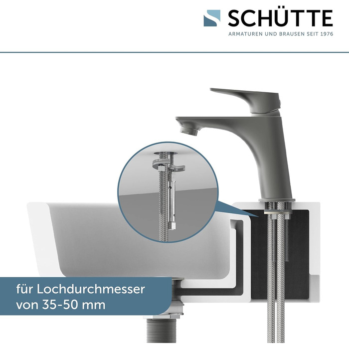 Змішувач для ванної кімнати SCHÜTTE BOSTON - однозахватна модель з нержавіючої сталі (графіт)