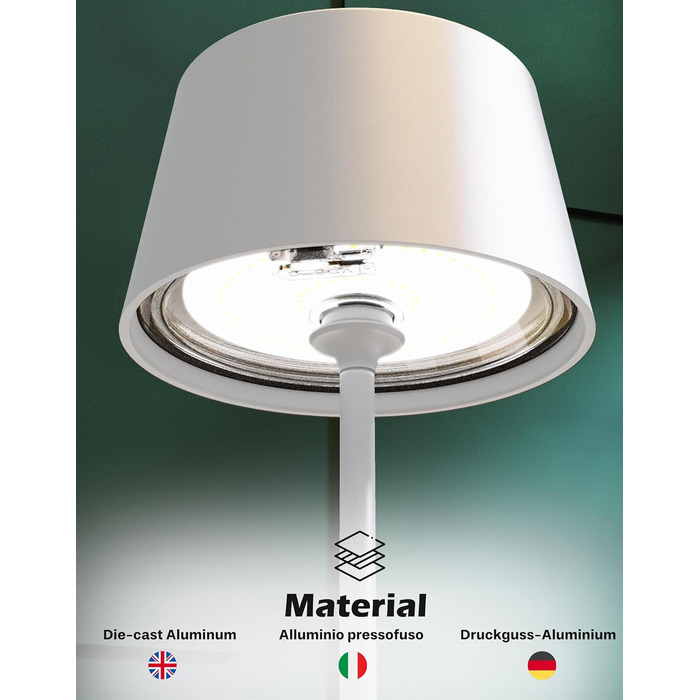 LED настільна лампа Palmina 842 з димуванням, акумулятор 4400mAh, IP54, для дому та саду, 1 шт. (білий)