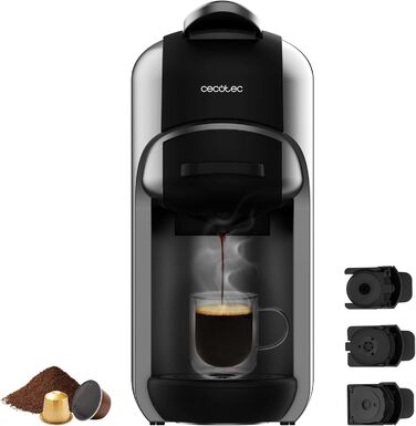 Кавомашина Cecotec Freestyle Compact Black - 1350W, 20 Bar, 4-в-1, Thermoblock, Forcearoma, для кави, Dolce Gusto, Nespresso, K-Fee (600ml)