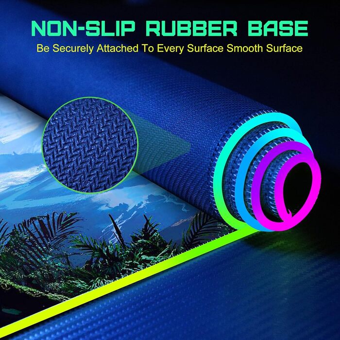 RGB ігровий килимок для миші з бездротовою зарядкою Qi 15W, LED-підсвічуванням, 10 режимів, водонепроникний, протиковзкий для геймінгу, офісу та дому (зоряне небо)