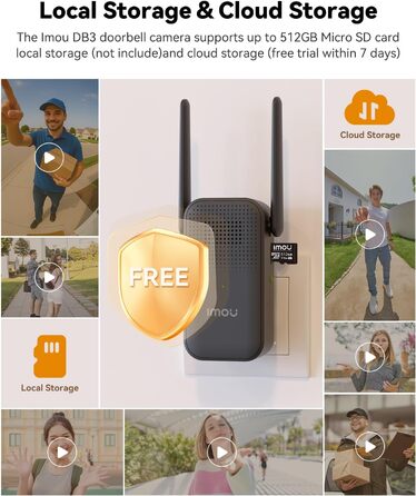 Відеодзвінок Imou DB3 KIT 4MP Panoramic, 2K+ WiFi, нічне бачення 5м, розпізнавання пакунків AI, двосторонній зв'язок