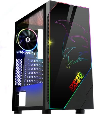 Корпус для ПК EMPIRE GAMING Spartan ARGB ATX із LED-підсвіткою, бічною скляною дверцятами та 120 мм RGB вентилятором