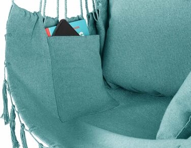 Підвісне крісло-гойдалка з подушкою 100x130x75 см, до 150 кг, для саду та дому, бохо стиль (Турквіс)