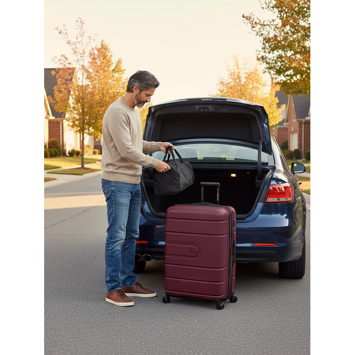 Набір валіз REDOLZ Hartschalen 3-в-1: велика (76 см), середні та маленькі, розширювані, з TSA-замком, з поліпропілену, 4 колеса, для жінок та чоловіків (Burgundy)