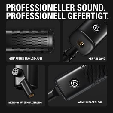 Elgato Wave DX — динамічний XLR-мікрофон для подкастів, стрімінгу та трансляцій, кардіоїдна діаграма, шумозаглушення, не потребує підсилювача, сумісний з Mac/PC