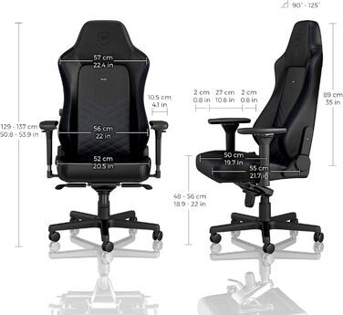 Крісло ігрове Noblechairs HERO - офісне крісло, стільниця з PU-шкіри, чорно-синій колір