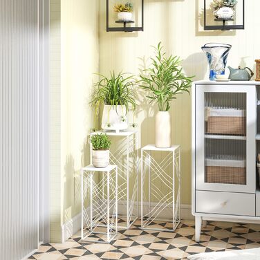 Набір з 3-х підставок для квітів, висотою 50/60/70 см, металевий квітковий стеллаж, що складається у стос