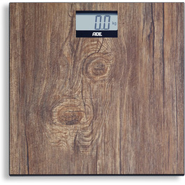 Цифрові ваги для тіла ADE у затишному дерев'яному стилі Великий дисплей з підсвічуванням Нековзна вагова поверхня з безпечного скла Точні результати зважування
