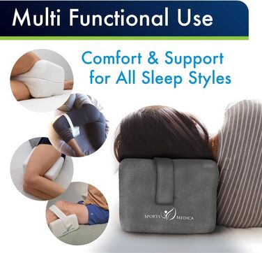 Ортопедична подушка для колін з піною Memory Foam - для тих, хто спить на боці, при болях в попереку та ішіасі. З інструкцією. Білий (сірий)