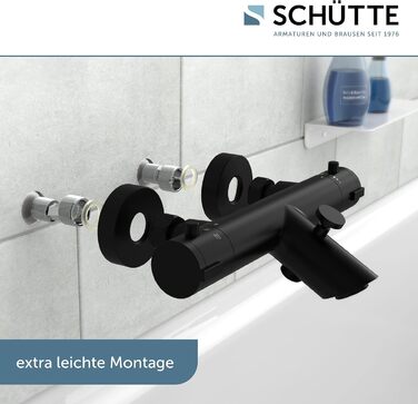 Змішувач для ванни Schütte London з термостатом, захист від опіків 38°C, хромований (чорний)