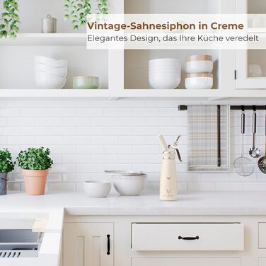 SO'Maison Sahnespender 500 мл – професійний сахнеспрей для збивання вершків, мусів та еспуми – вінтажний дизайн, з рецептами для самостійного наповнення