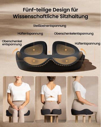 Подушка для офісного крісла ProtoArc, ергономічна подушка для куприка, піна з пам'яті, для інвалідного візка, авто, чорний колір, великий розмір