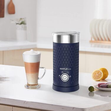 Електричний спінювач молока SIMPLETaste 4-в-1: спінювач, нагрівач молока, для капучино, лате, макіато (блакитний)
