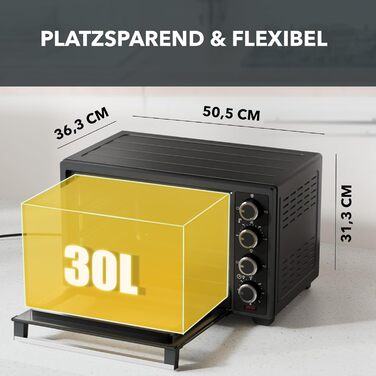 Багатофункціональна міні-піч Heinrich's з об'ємом 48 літрів, конвекція, таймер 8 год, підсвітка, 100-230°C, сенсорне керування, аксесуари, чорний, 2000W