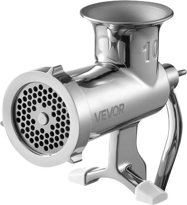 М'ясорубка ручна VEVOR з нержавіючої сталі 304, насадки 4.5/8 мм, для фаршу та ковбас, срібляста (#10)