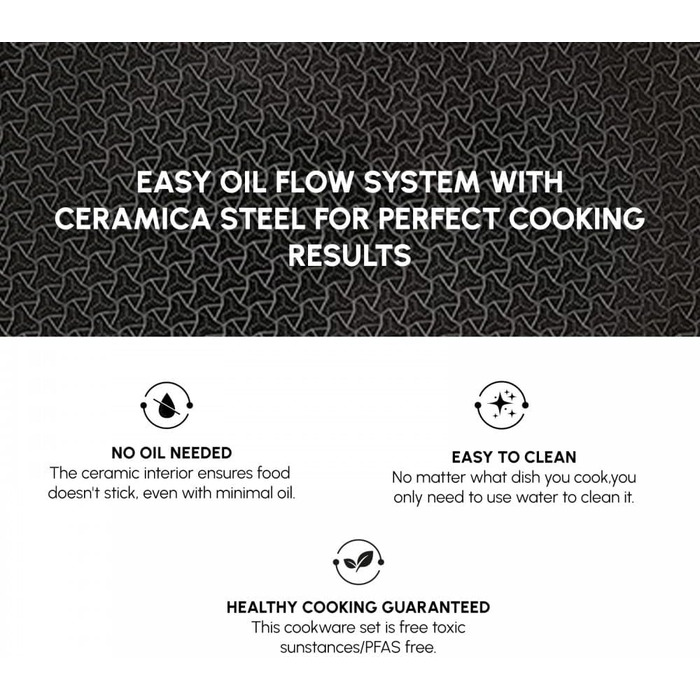 Набір каструль та сковорідок Karaca Ceramica Steel 3Ply: 7 предметів з нержавіючої сталі та керамічним покриттям