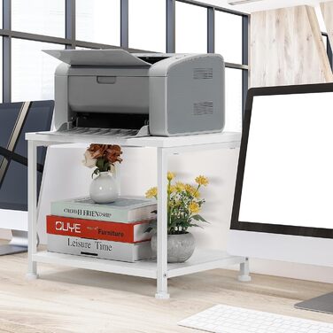 Підставка для принтера Smusei біла, 2-рівнева, з роликами, 42 x 30 x 35 см | Підставка для офісу та дому
