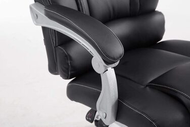 Офісне крісло CLP Pacific з оббивкою зі штучної шкіри I робоче крісло з коліщатками I крісло для відпочинку з висувною підставкою для ніг, Колір (Чорний)