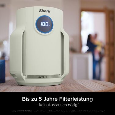 Повітряний фільтр Shark NeverChange HP150EU: для приміщень до 60 м², HEPA-фільтр на 5 років, уловлює 99,97% алергенів, авто-режим, тиха робота, LED-дисплей, білий