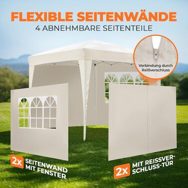 Павільйон Kronenburg розкладний, 3x3 м, водонепроникний, UV захист 50+, Champagner, з 4 боковими панелями