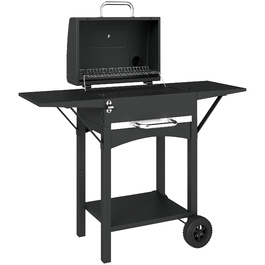 Мангал на вугіллі з кришкою, гриль-димка з двома бічними столиками. Велика площа гриля, решітка-гриль, термометр, колеса.