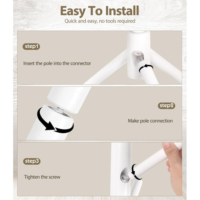 Підвісна шафа для одягу з бука, 9 гачків, 3 положення по висоті, білий колір