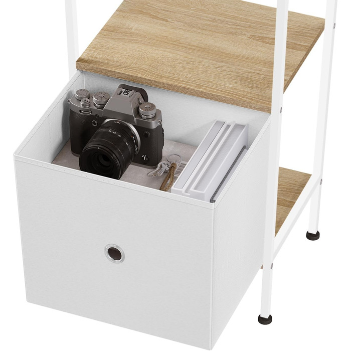 Стелаж WOLTU з 5 полицями та 2 висувними ящиками, 63x187x30 см, світлий дуб + білий