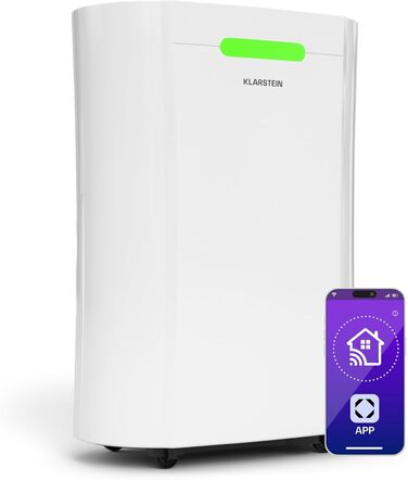 Klarstein AeroDry Smart 12l: Електричний осушувач повітря 12 л/день, WiFi, керування через додаток, білий