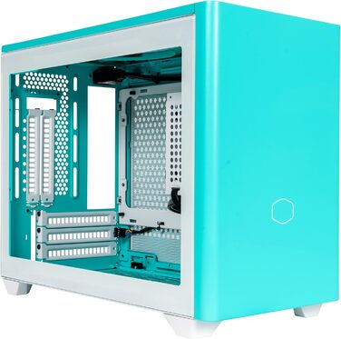 Комп'ютерний корпус Cooler Master MasterBox NR200P Mini-ITX з загартованим склом, вертикальним розташуванням відеокарти, чудовим охолодженням, Caribbean Blue