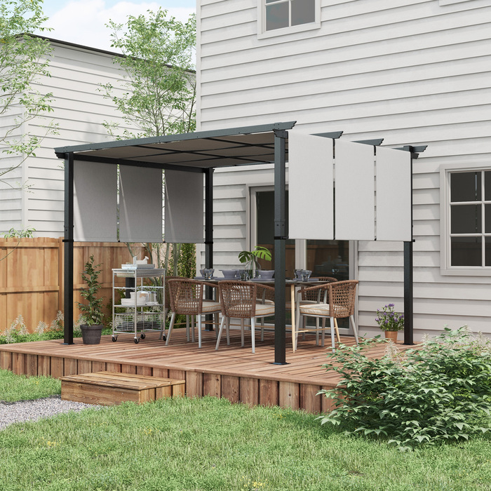 Маркіза для захисту від сонця. Пергола, стійка до погодних умов, з комплектом кріплення, розміром 3 x 3,5 м, темно-сірого кольору.