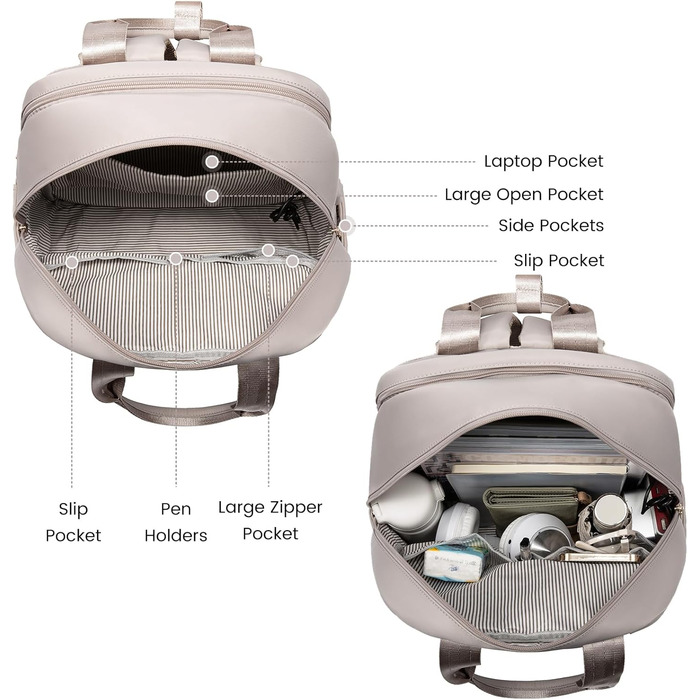 Жіночий рюкзак, Ноутбук 15.6', Водонепроникний, Елегантний, Школа/Подорожі/Робота, Taro Grey