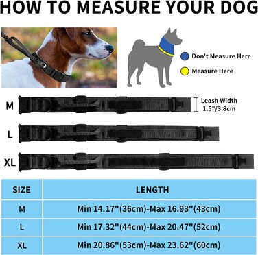 Ремінець для собак з тактичною засувкою з собачим повідцем і рукояткою для контролю, ремінець для собак середнього і великого розміру для полювання, тренувань і відпочинку на відкритому повітрі (Чорний, L)