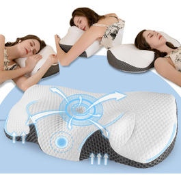 Ортопедична подушка для шиї IDEA з Memory Foam, для сну на боці, спині та животі, ергономічна, 62x34.5x12/8 см