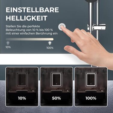 Дзеркало для ванної кімнати BR Bringer LED з підсвічуванням 60x80 см, антизапарник, диммер, 3 кольори світла, сенсорне управління, пам'ять (Модель: BRS102)