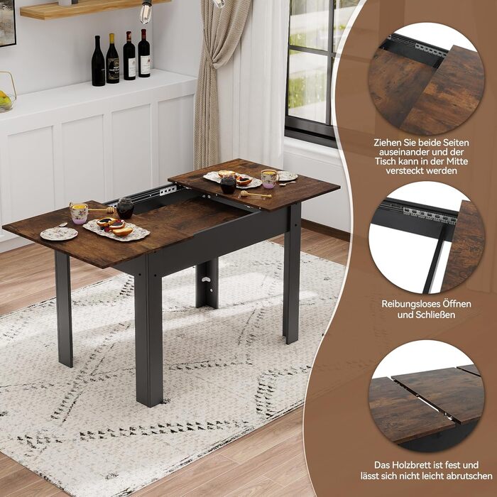 Розсувний обідній стіл Artethys 105/150x70 см - індустріальний стиль, для кухні, їдальні, вітальні