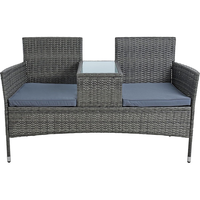 Садові меблі ESTEXO з ротангу для 2 осіб: Лавка, комплект для відпочинку, балконні меблі, сірий антрацит