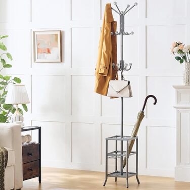 Вішалка для одягу FAVOOOSTY з підставкою для парасольки, 12 гачків, стійка, вішалка для пальто, для вітальні, спальні, срігау