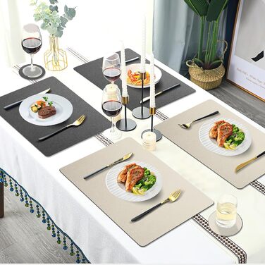 Набори підставки під тарілки 6 шт. з екошкіри, 43x30 см (червоний/бежевий)