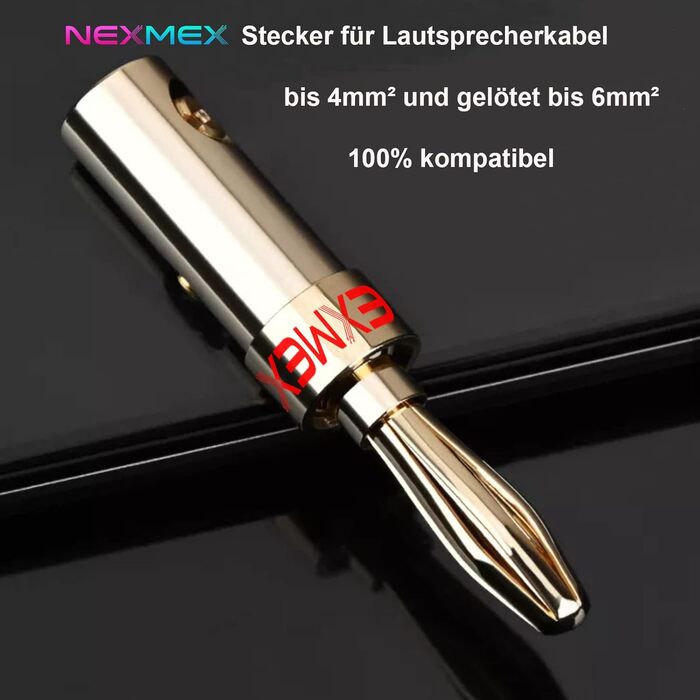 Набір бананових штекерів NEXMEX з 16 - 24K із золотим покриттям для акустичних кабелів HiFi