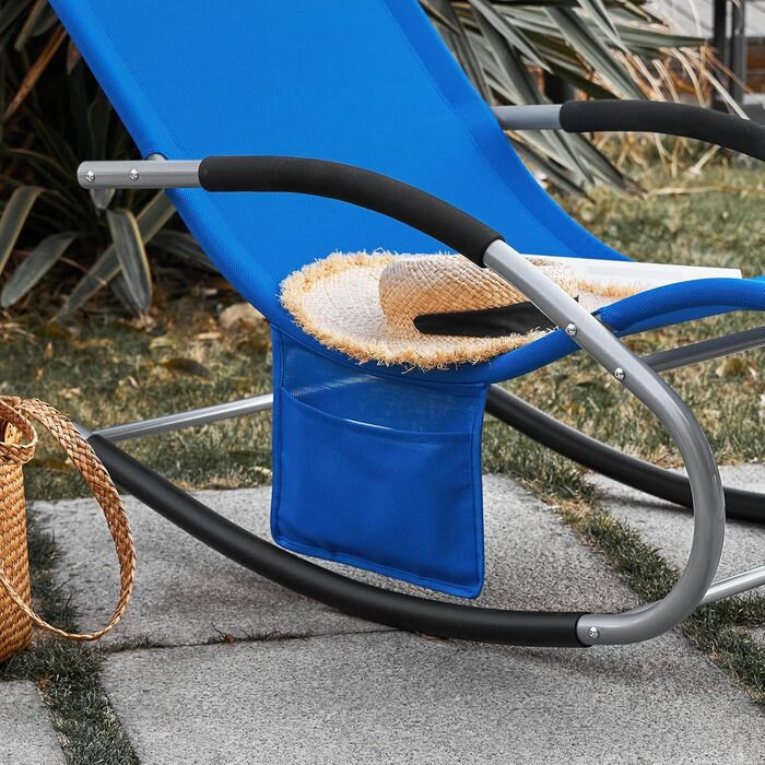 Шезлонг SoBuy для 2 осіб, садова розкладна лежанка, крісло-гойдалка, вологостійка, з подушкою, для тераси, балкону, кемпінгу, до 150 кг, Gartenmöbel OGS28-SCHx2 (Kleinblau)