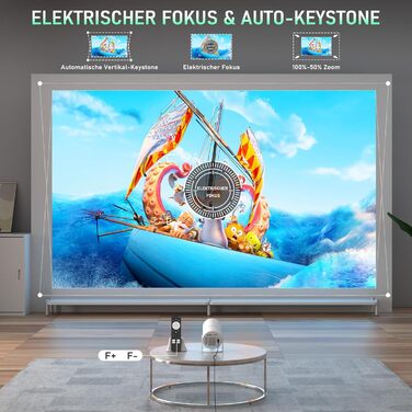 Проектор XuanPad з WiFi та Bluetooth, 30000L, 1080P, обертання 210°, автоматичне вирівнювання зображення, захист від пилу та теплообмін, сертифікований Netflix