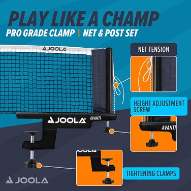Сімейний набір для настільного тенісу JOOLA, 4 ракетки для настільного тенісу 10 м'ячів для настільного тенісу сумка і універсальна сітка для настільного тенісу JOOLA Avanti, чорний набір для настільного тенісу TT