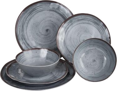 Набір посуду для кемпінгу Melamin на 2 особи сірий, 8 частин: тарілки та горнятка