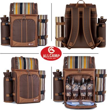 Набір для пікніка ALLCAMP Outdoor Gear на 4 особи (рюкзак, деки, посуд, аксесуари)