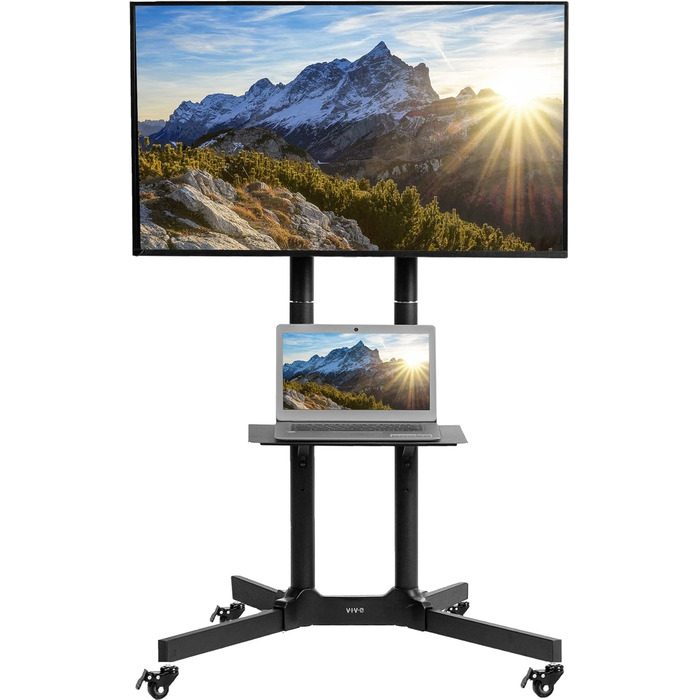 Телевізійна вітрина VIVO Mobiler TV-Wagen для екранів 32-83 дюймів (LCD, LED, OLED, 4K, Flat, Curved) з роликовим стійкою та відсіком для ноутбука/DVD, білий STAND-TV03W