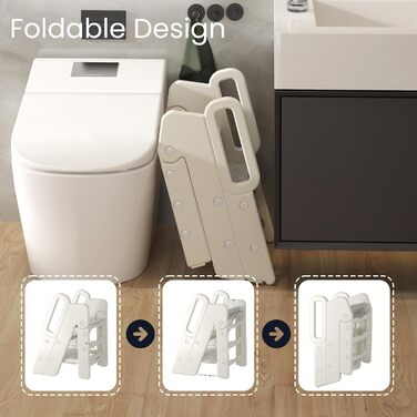 Триттлер Hoopyosms для дітей, 2/3-рівневий, регульована висота, складна конструкція, з поручнями, антиковзаюча поверхня, для ванної та кухні, сірий