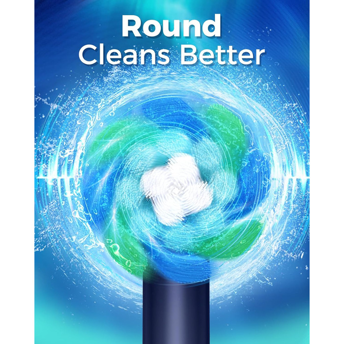 Електрична зубна щітка для дорослих Rotierende з 8 насадками, 4 режимами чищення, акумулятор до 60 днів, таймер 2 хв - професійна, блакитна