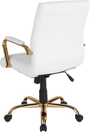 Офісний крісло Flash Furniture - крісло для шефа, біле шкіряне, з червоно-золотим каркасом, 61 x 58,5 x 103,5 см