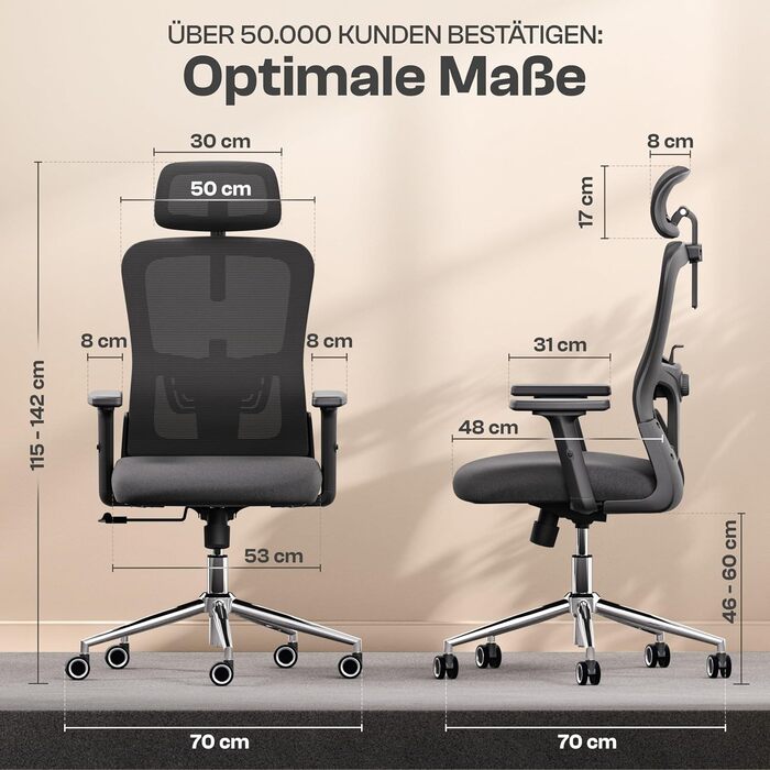 Ергономічне крісло Galahad - офісне, ігрове, поворотне | Макс. 150 кг | Чорний