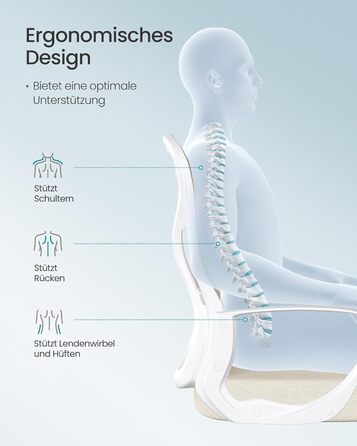 Офісний стілець SONGMICS ергономічний з підтримкою спини, обертовий, сітчастий, з підлокітниками, бежево-білий